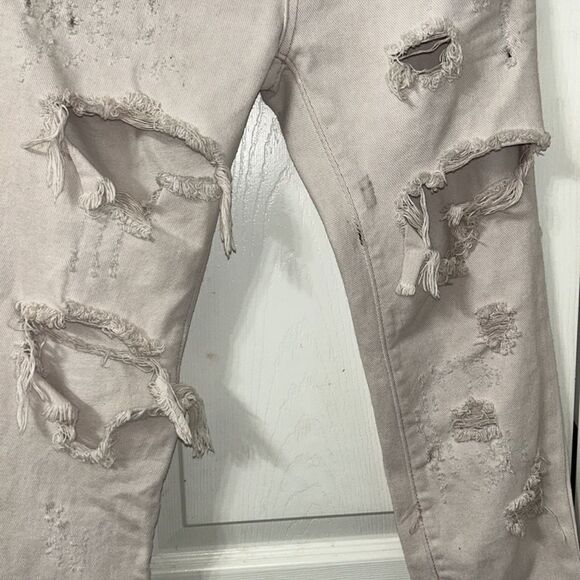 One Teaspoon Distressed Cream Denim Ankle Jeans Pants(Size 26) - Picture 5 of 9